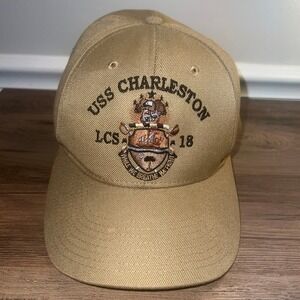 The Corps USS Charleston LCS-18 Navy Ship‎ Hat Men's Khaki Tan Embroidered Cap